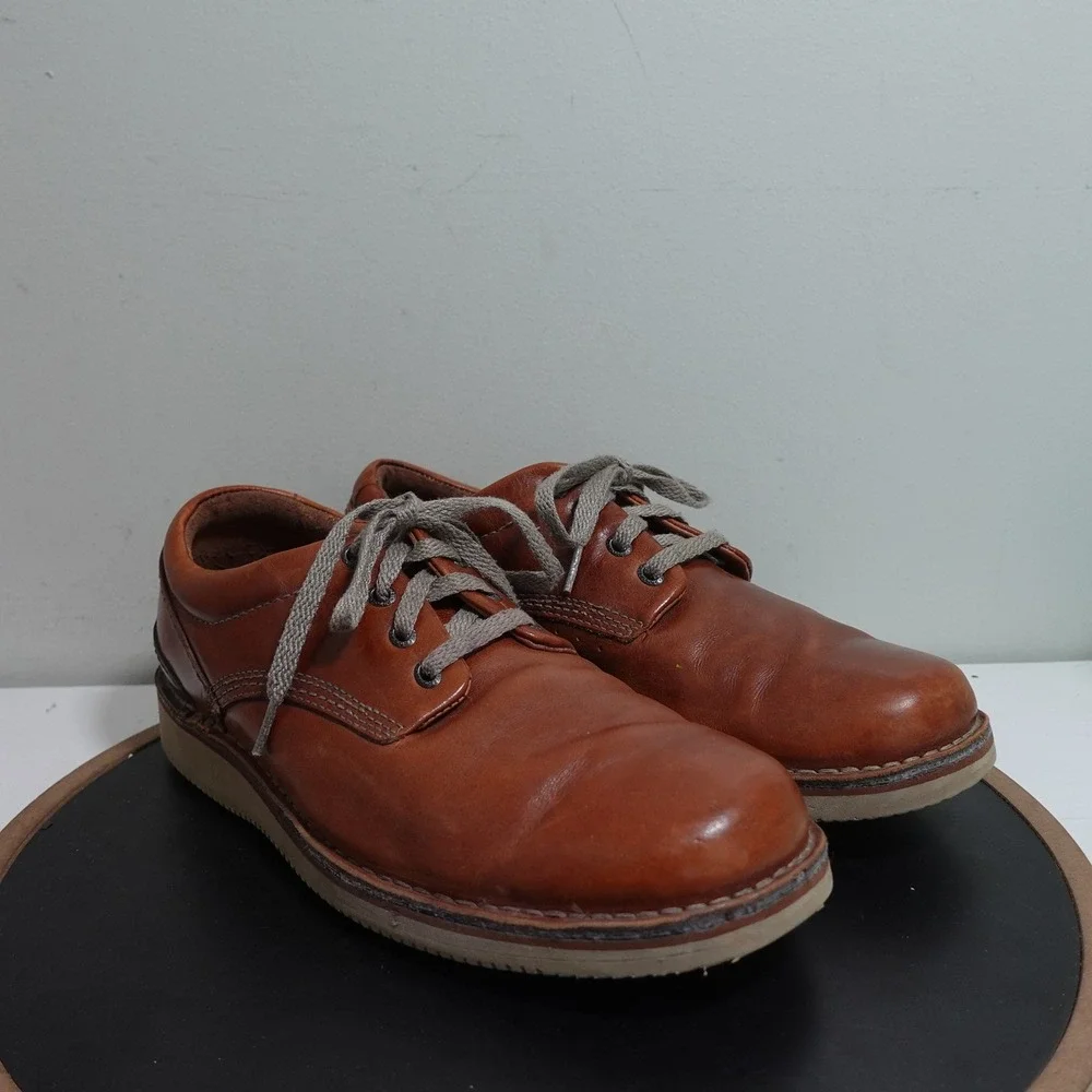 Rockport Leather Oxford Shoes Men 10‎ XW Brown Vibram Sole Casual Comfort